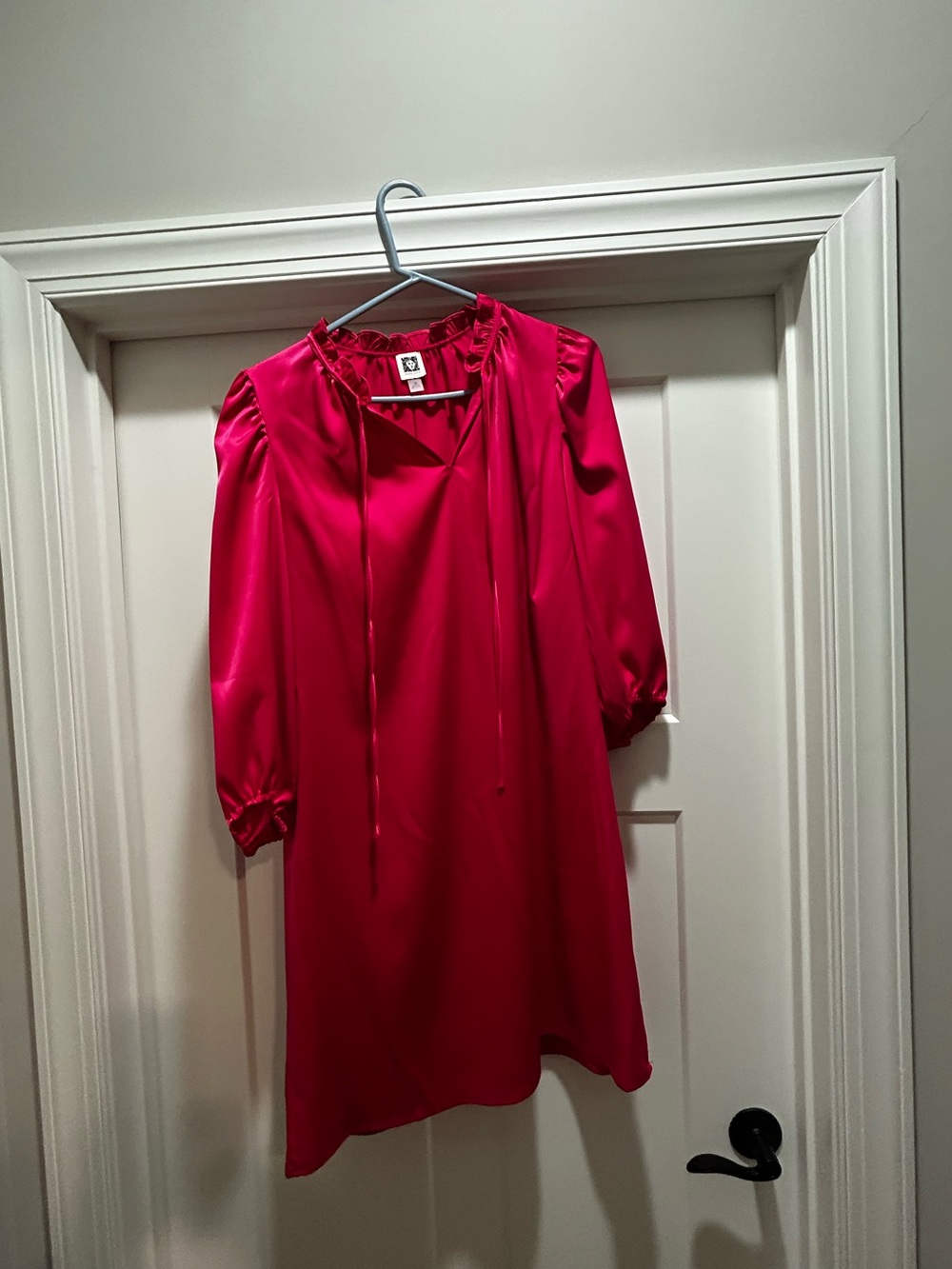 Anne Klein Hot Pink Ruffled Neck Dress